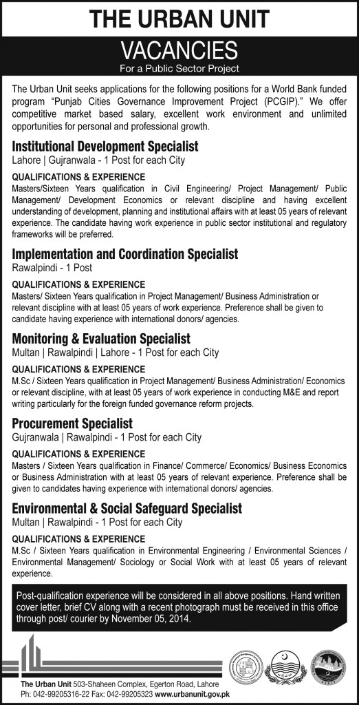 Urban-Unit-Punjab-jobs-2014