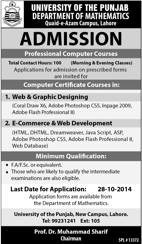 computer short courses in pakstan