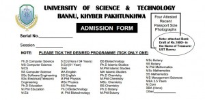 admission open in UST Bannu