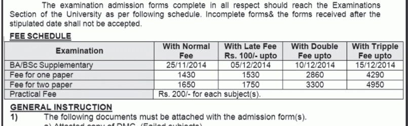 admission in ba, bsc supply 2014