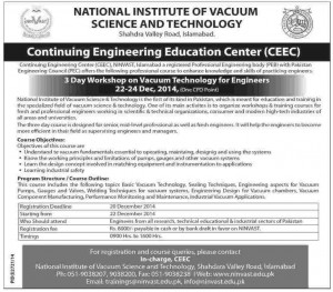 3 DayWorkshop on Vacuum Technology